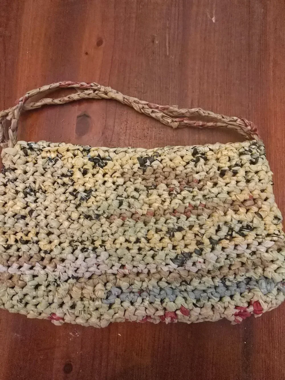Purse Handmade Recycled Plastic Bags Boho Hippy Shell Closure 13